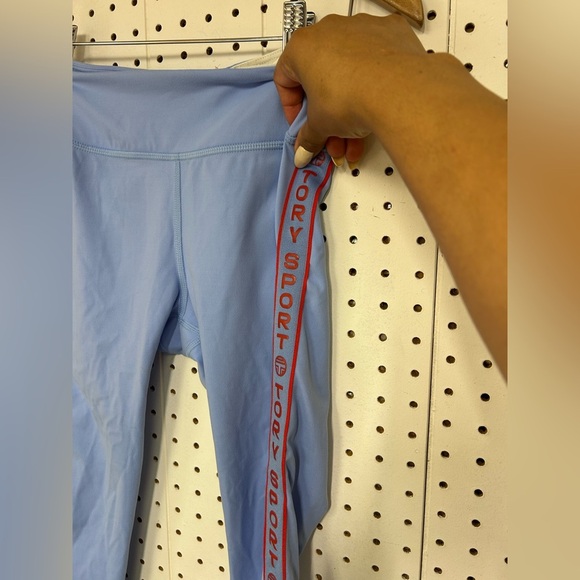Tory Sports Banner 7/8 Performance Light Blue Leggings with Side Stripe - Picture 5 of 6